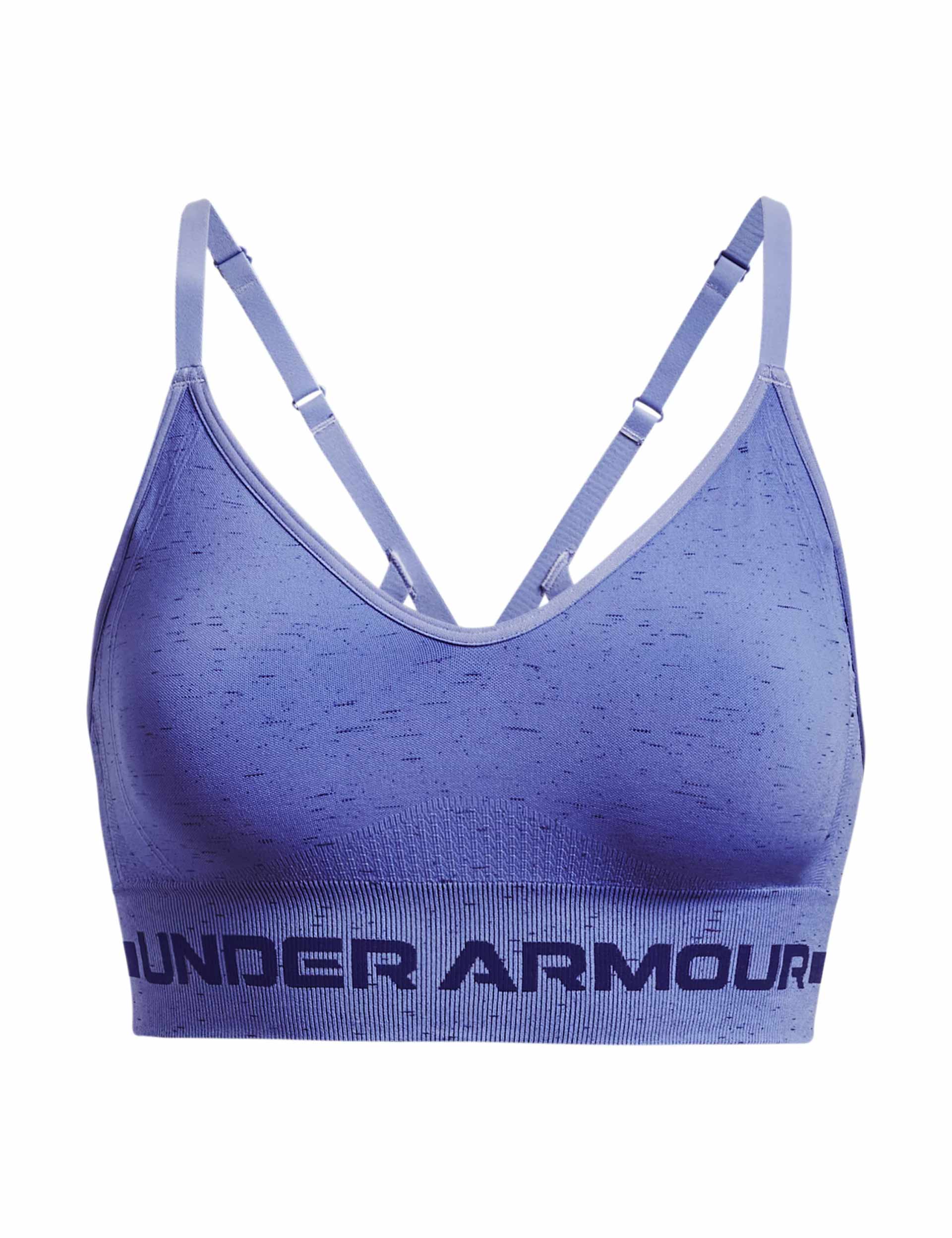 Under Armour Pale Lilac/Pink & Gray Longline Seamless Sports Bra Size L