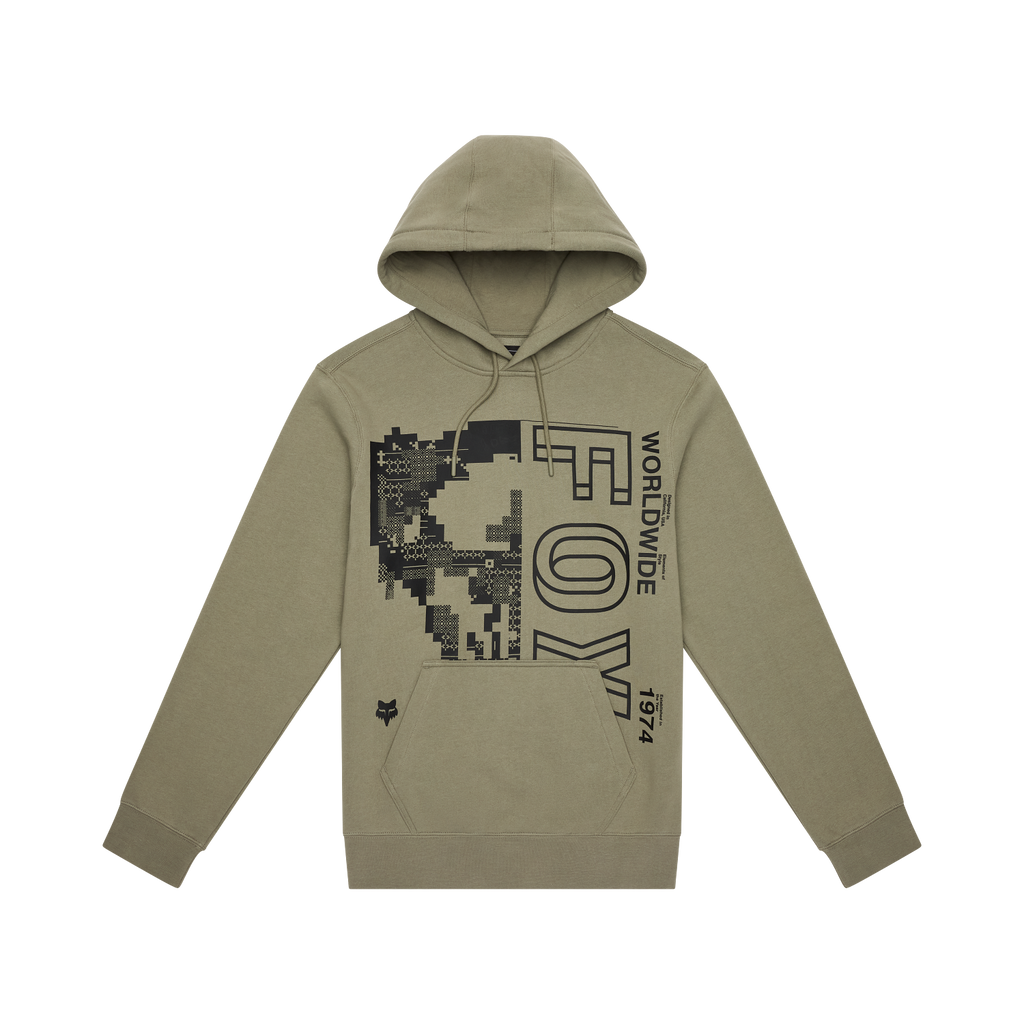Fox Men's Image Skull Pullover Hoodie - Olive - Front