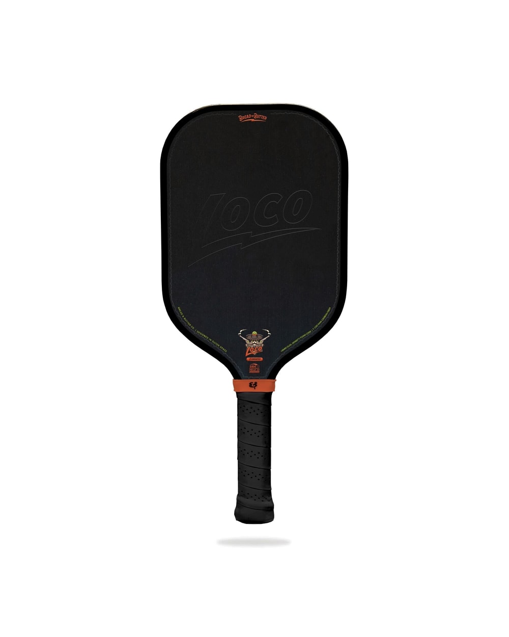 Bread & Butter Loco Elongated Pickleball Paddle - Black, front view
