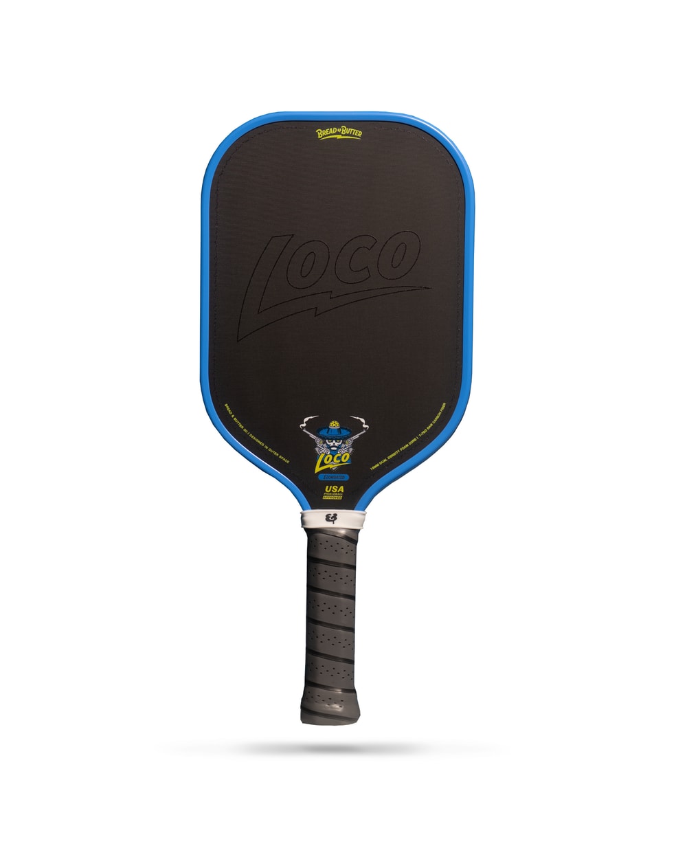Bread & Butter Loco Elongated Pickleball Paddle - Blue/Gray, front view