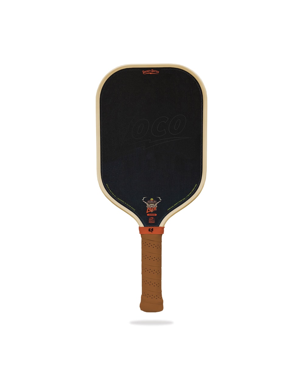 Bread & Butter Loco Elongated Pickleball Paddle - Cream/Tan, front view