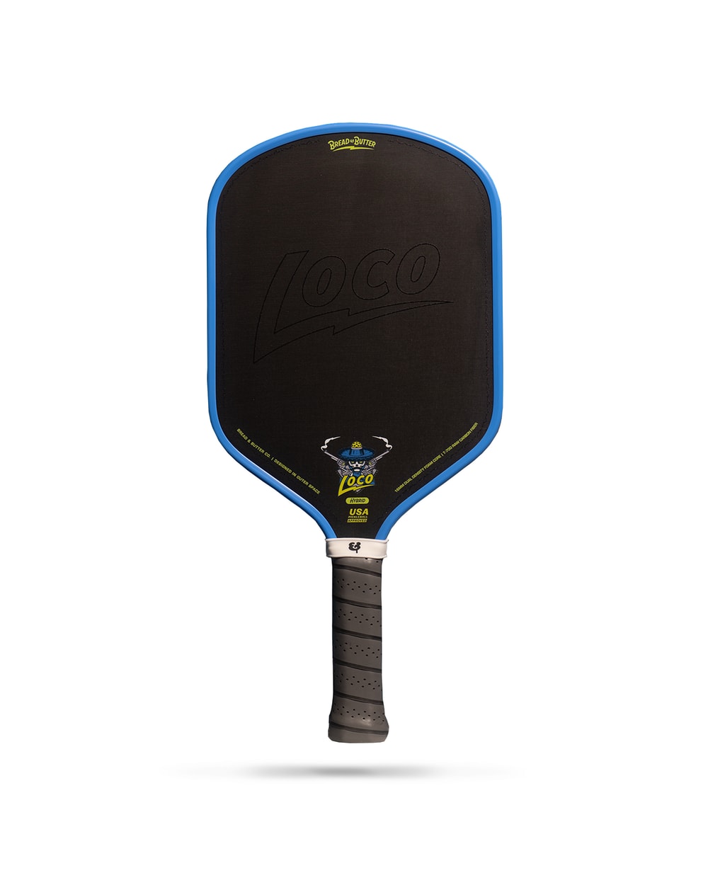 Bread & Butter Loco Hybrid Pickleball Paddle - Blue/Gray, front view