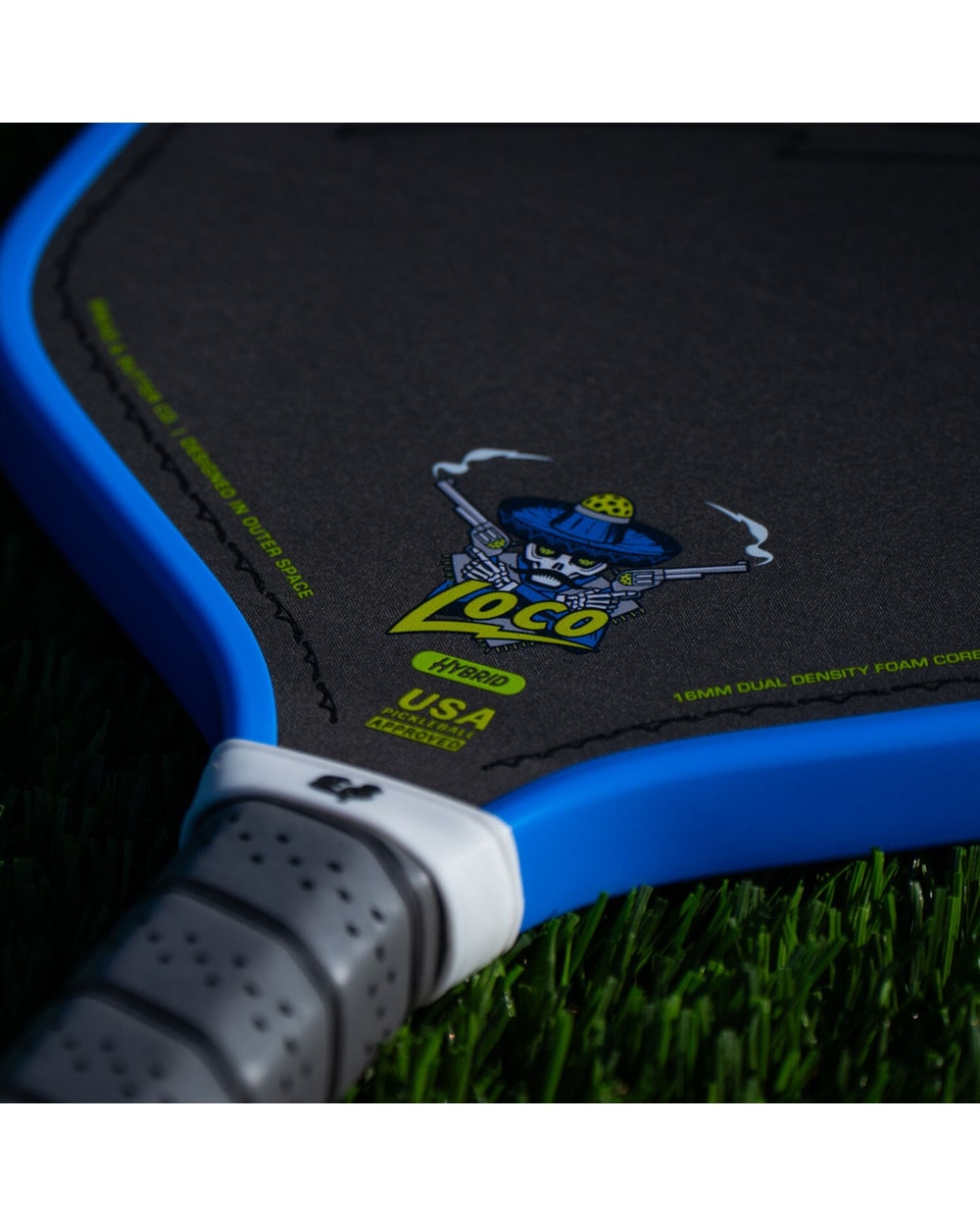 Bread & Butter Loco Hybrid Pickleball Paddle - Blue/Gray, face detail