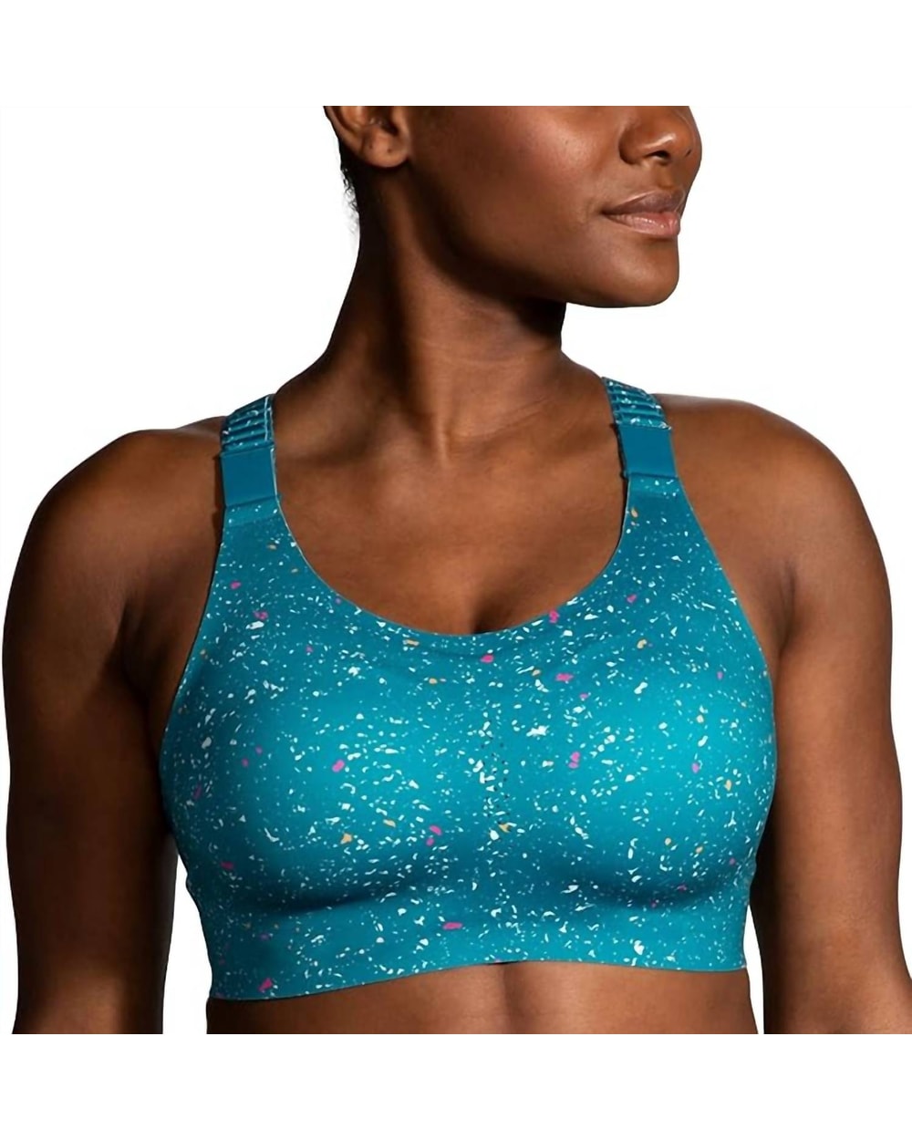Brooks Dare Racerback Run Bra - Lagoon Speckle - front