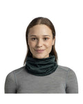 Buff Lightweight Merino Wool Neckwear - Forest - Forest, worn as neck gaiter