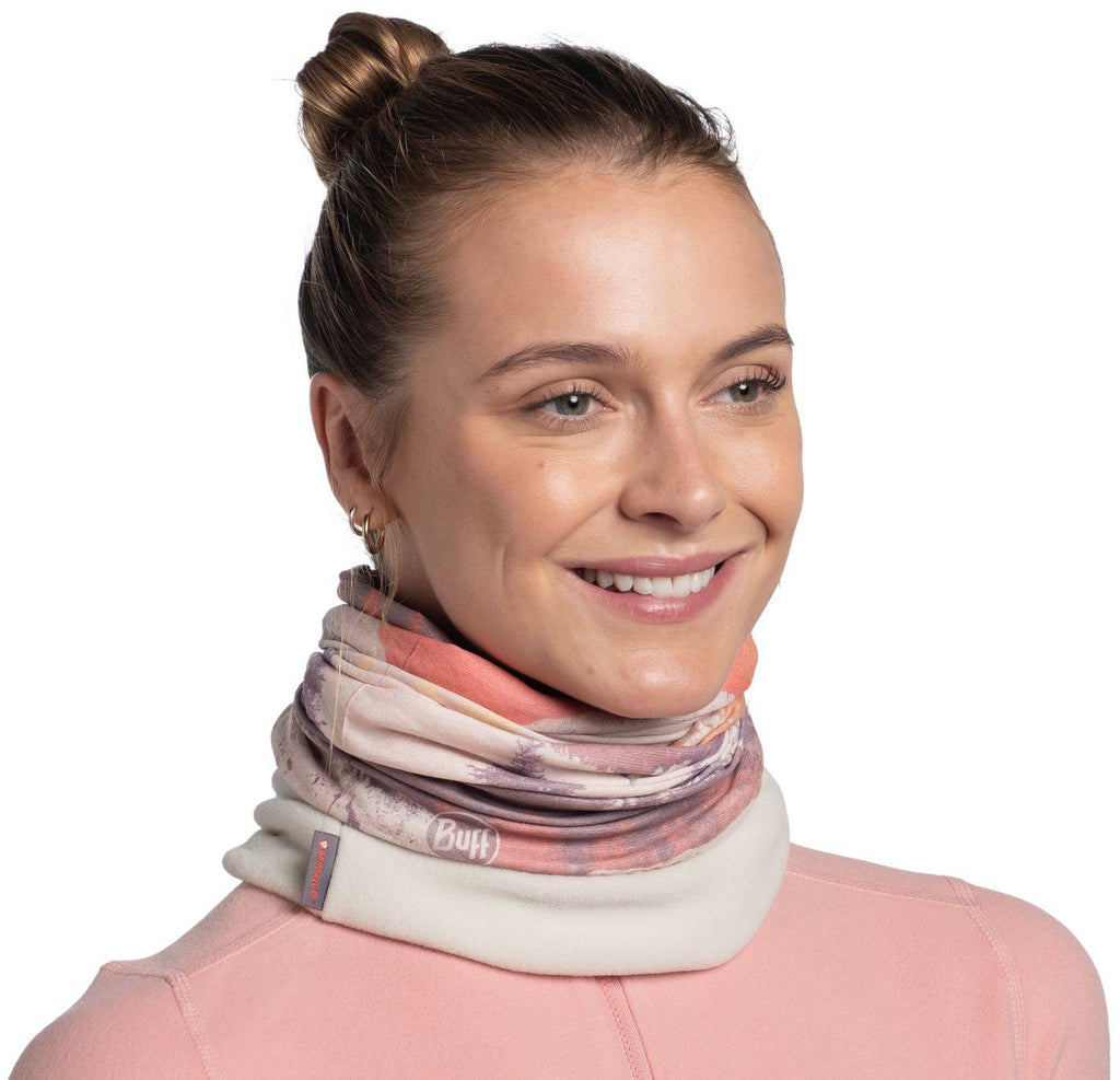 Buff Polar Neckwear - Metly Multi - Metly Multi, worn as neck gaiter, side view