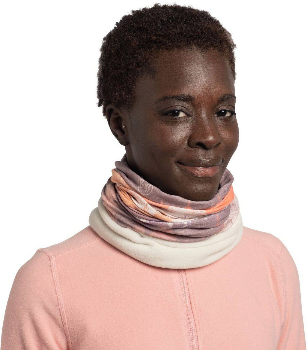 Buff Polar Neckwear - Metly Multi - Metly Multi, worn as neck gaiter, close-up