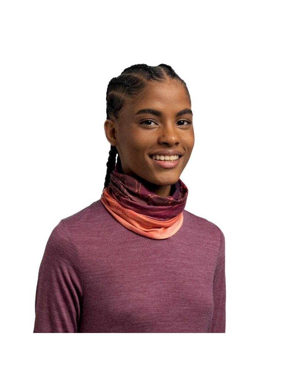 Buff Original EcoStretch Neckwear - Unal Garnet - Unal Garnet, worn at the neck