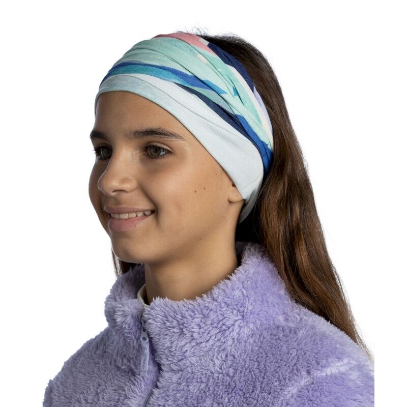 Buff Kids' Original EcoStretch Neckwear - Omasi Mint - Omasi Mint, worn as a headband