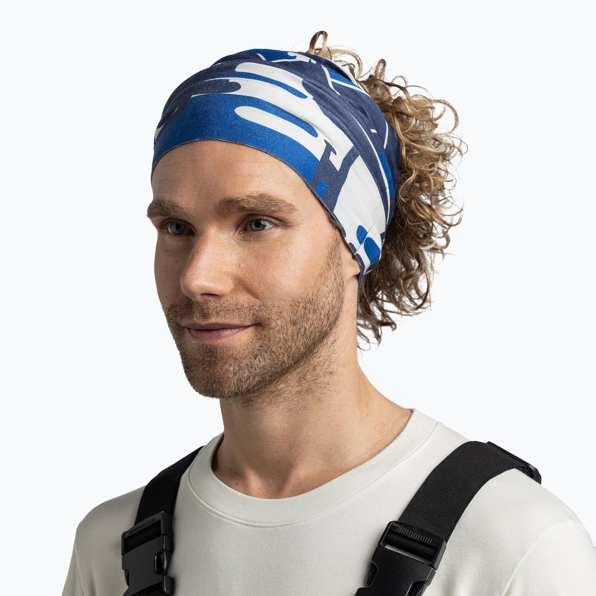 Buff ThermoNet Neckwear - Senday Navy - Senday Navy, worn as headband