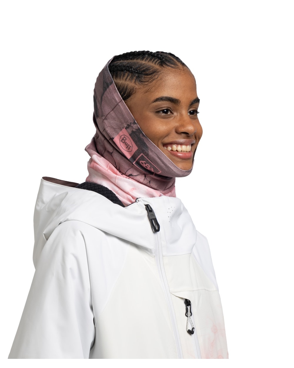 Buff ThermoNet Neckwear - Cloudbreaker 686 Pink - Cloudbreaker 686 Pink, worn as headband