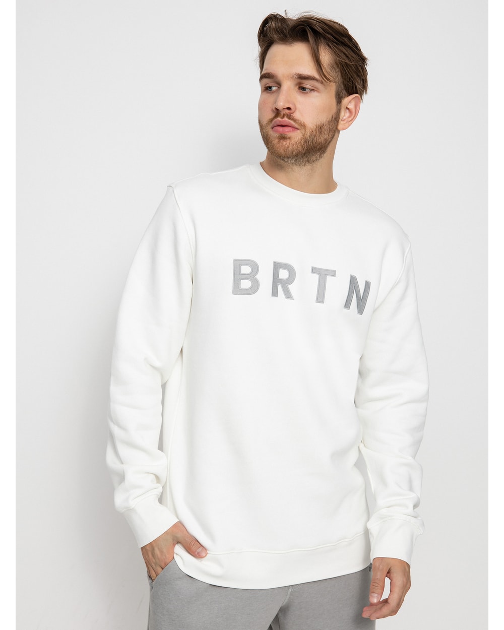 Burton BRTN Crewneck Sweatshirt - Stout White - detail