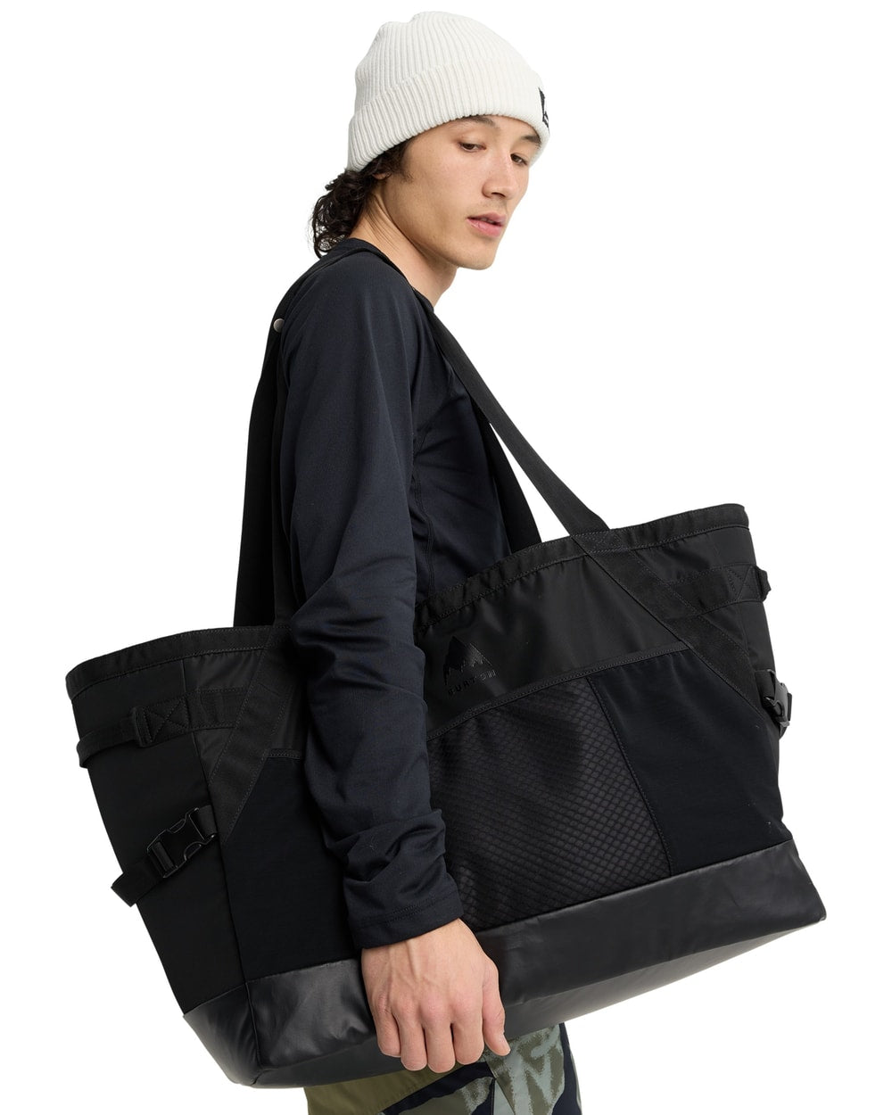 Burton Gig Boot Tote Bag - True Black, worn on shoulder