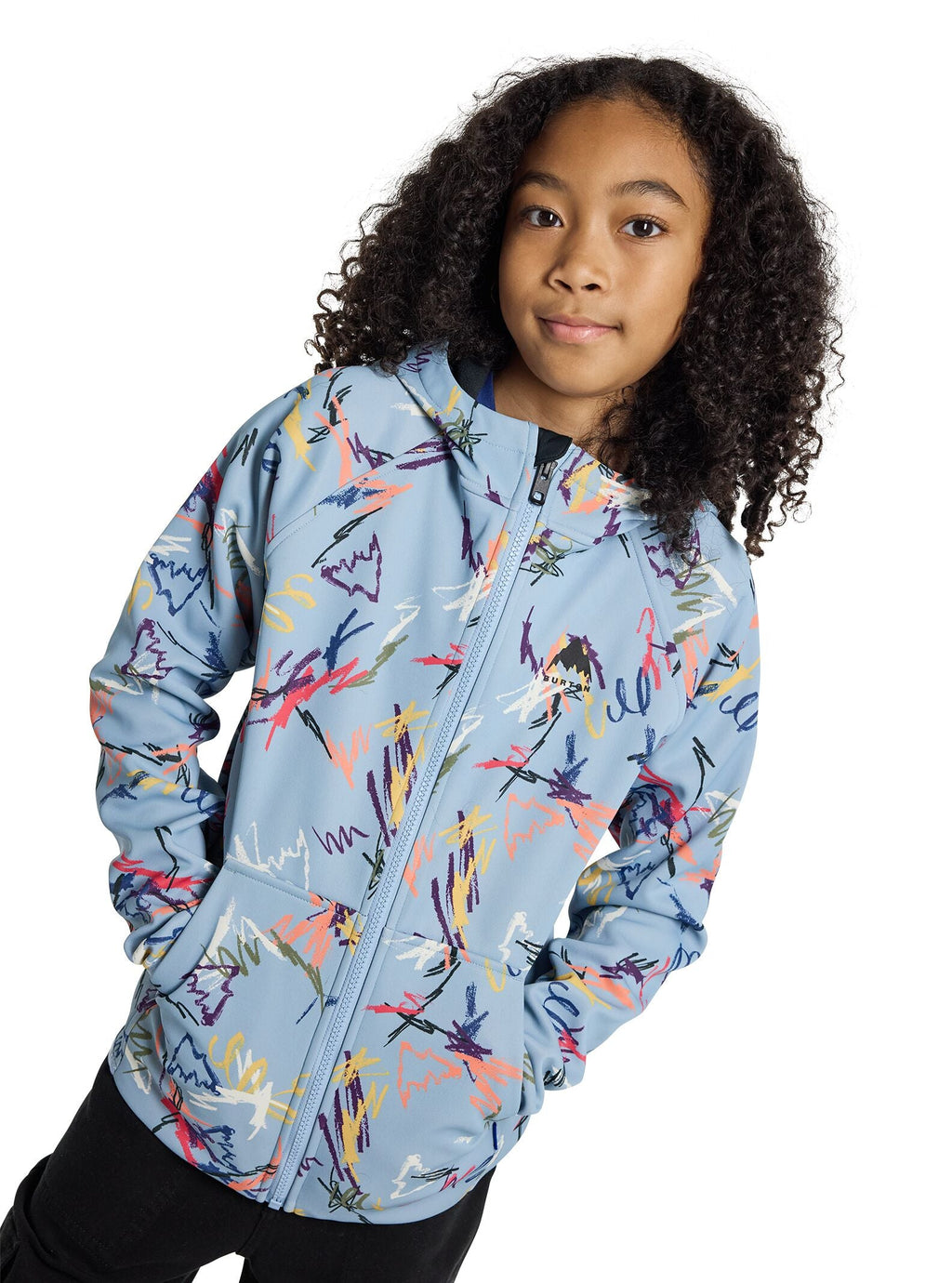 Burton Kids' Crown Weatherproof Full-Zip Fleece - Scribble - on model, front