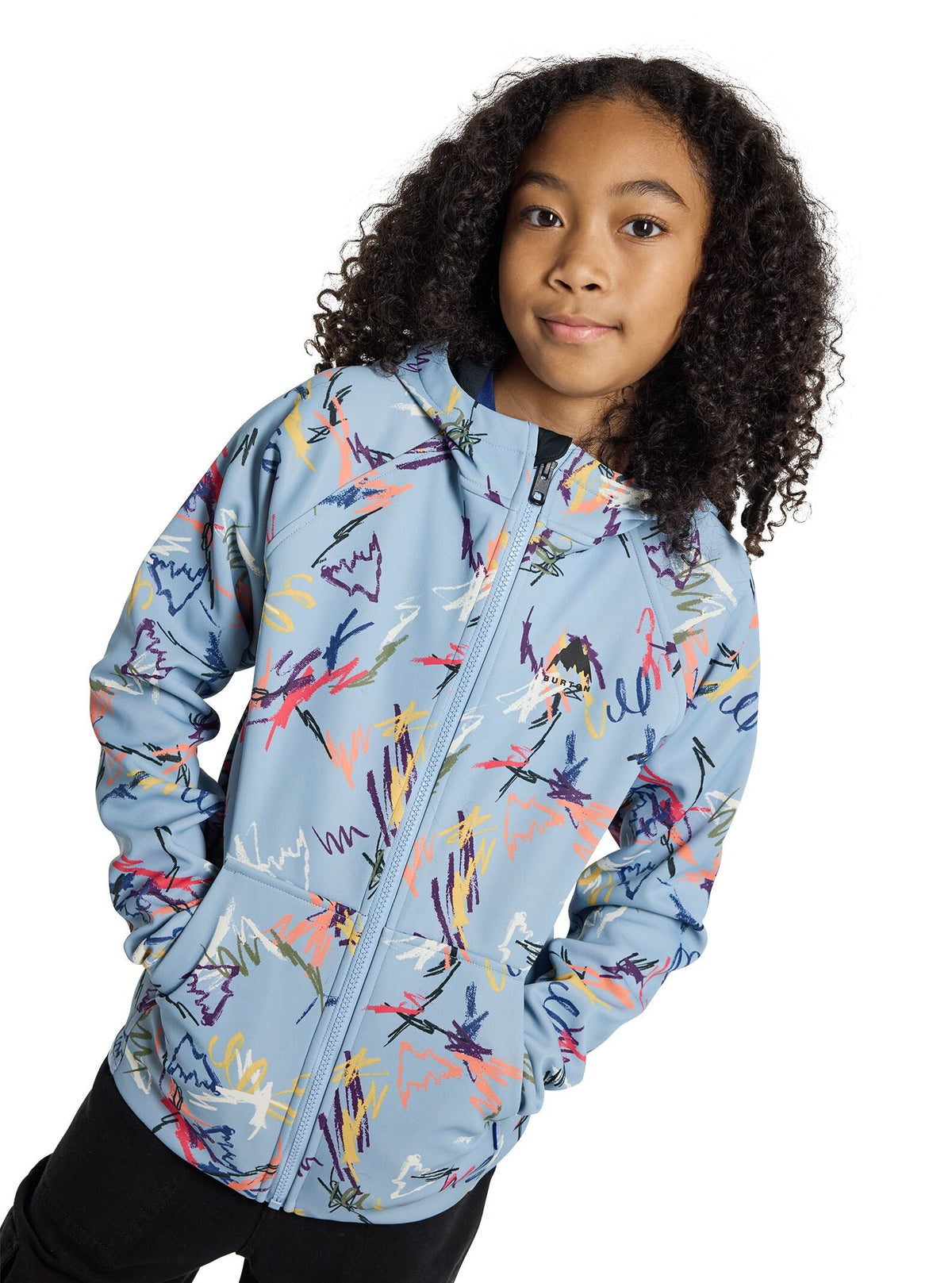 Burton Kids' Crown Weatherproof Full-Zip Fleece - Scribble - on model, front