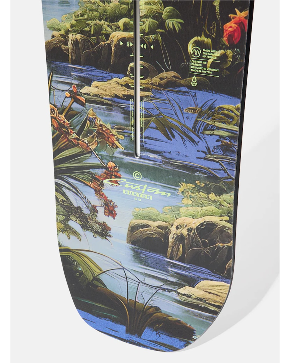 Burton Men's Custom Camber Snowboard - Jungle, topsheet detail view
