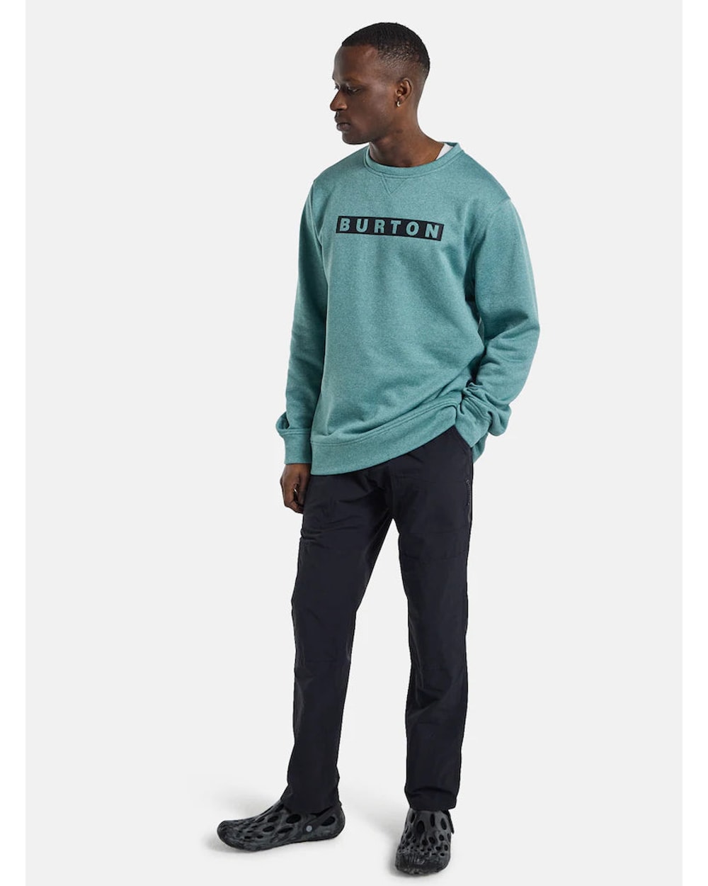 Burton Oak Pullover Crew Rock Lichen Heather - on model