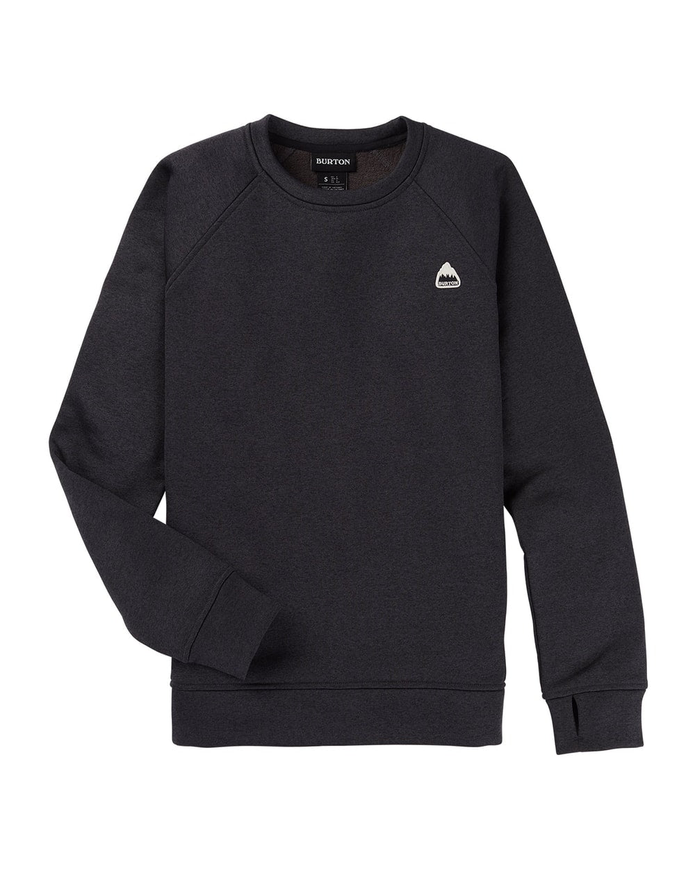 Burton Women's Oak Crewneck Sweatshirt True Black Heather - flat lay front