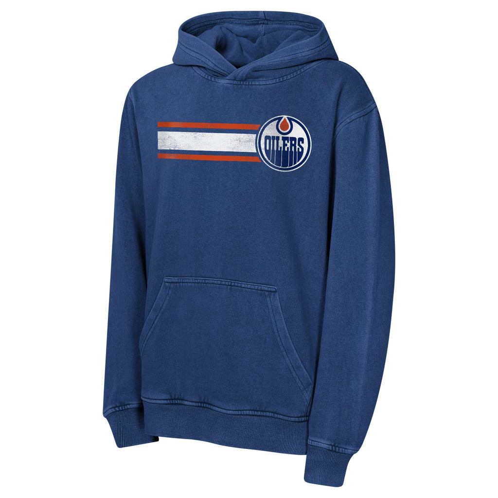 Youth Edmonton Oilers Cross Fade Pigment Dyed Pullover Hoodie