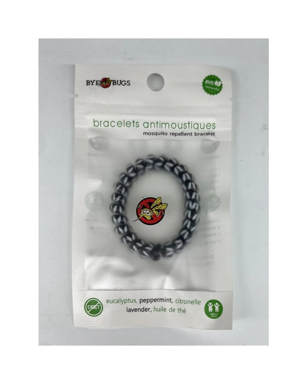 Bye Bugs Mosquito Repellent Bracelet- White and Black