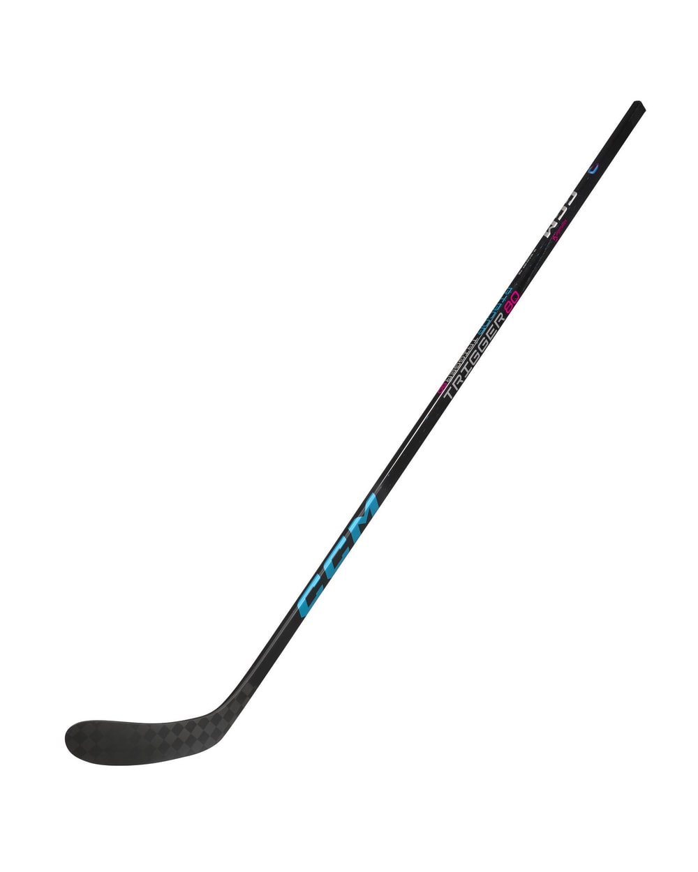 CCM Intermediate Ribcor Trigger 80 Hockey Stick - Black/Blue, front view