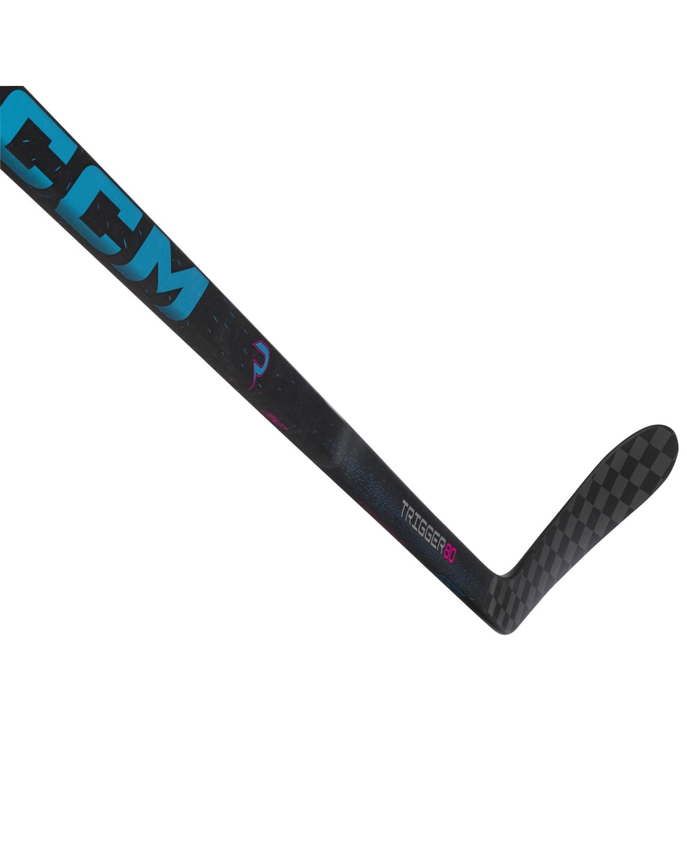 CCM Intermediate Ribcor Trigger 80 Hockey Stick - Black/Blue, blade and lower shaft detail