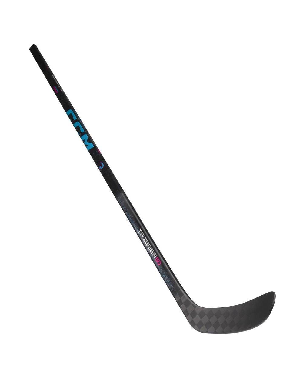CCM Intermediate Ribcor Trigger 80 Hockey Stick - Black/Blue, full stick reverse view
