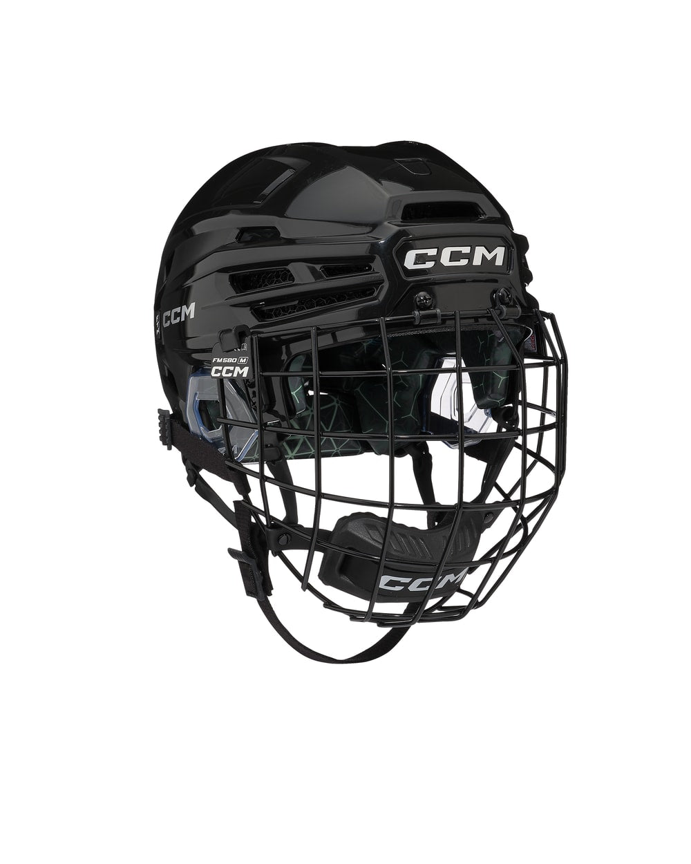CCM JetSpeed FTW Women's Hockey Helmet Combo - Black, front three-quarter view