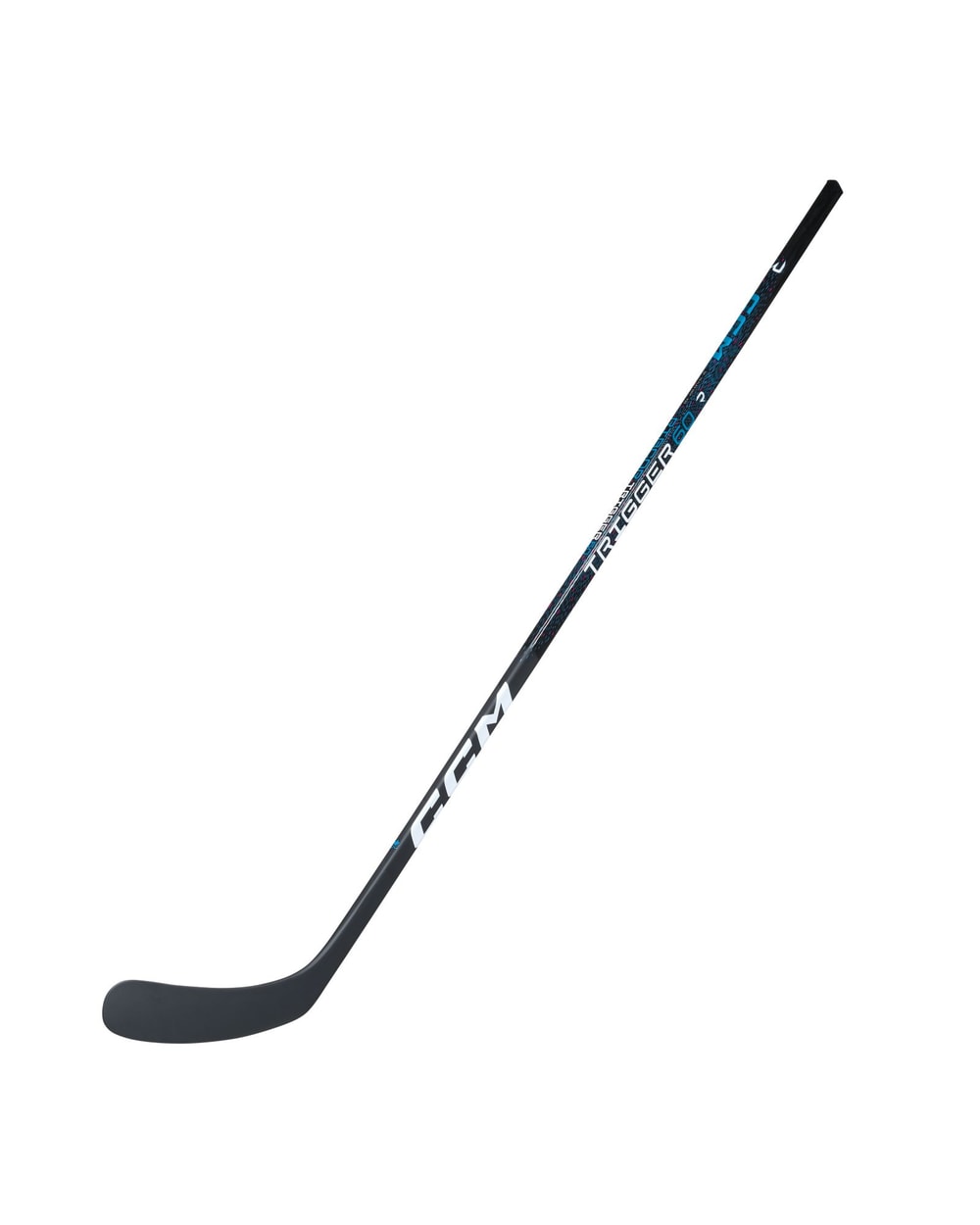CCM Junior Ribcor Trigger 60 Hockey Stick - Black/Blue, front view