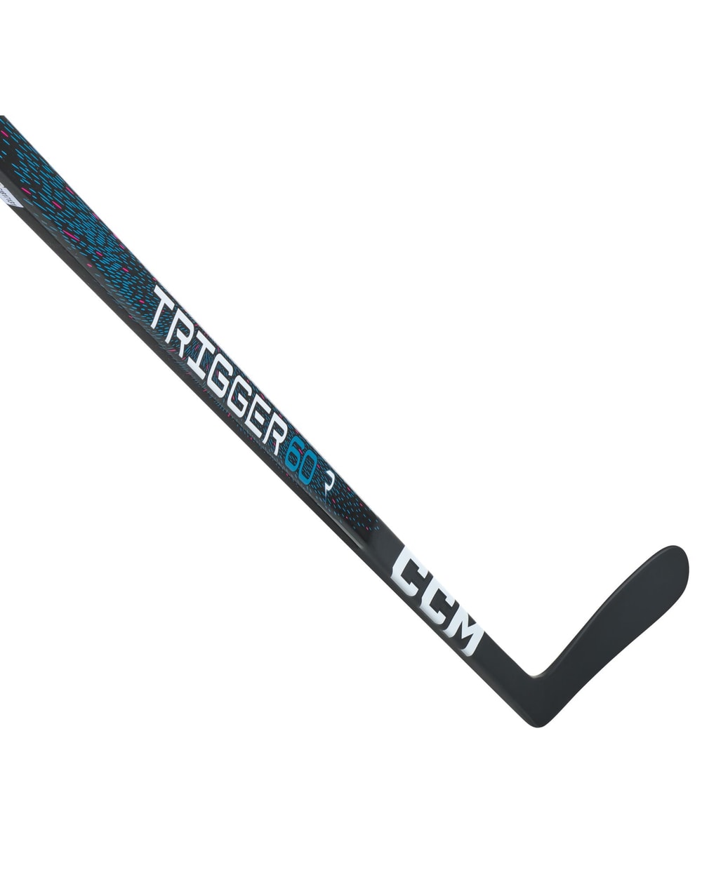 CCM Junior Ribcor Trigger 60 Hockey Stick - Black/Blue, blade and lower shaft detail