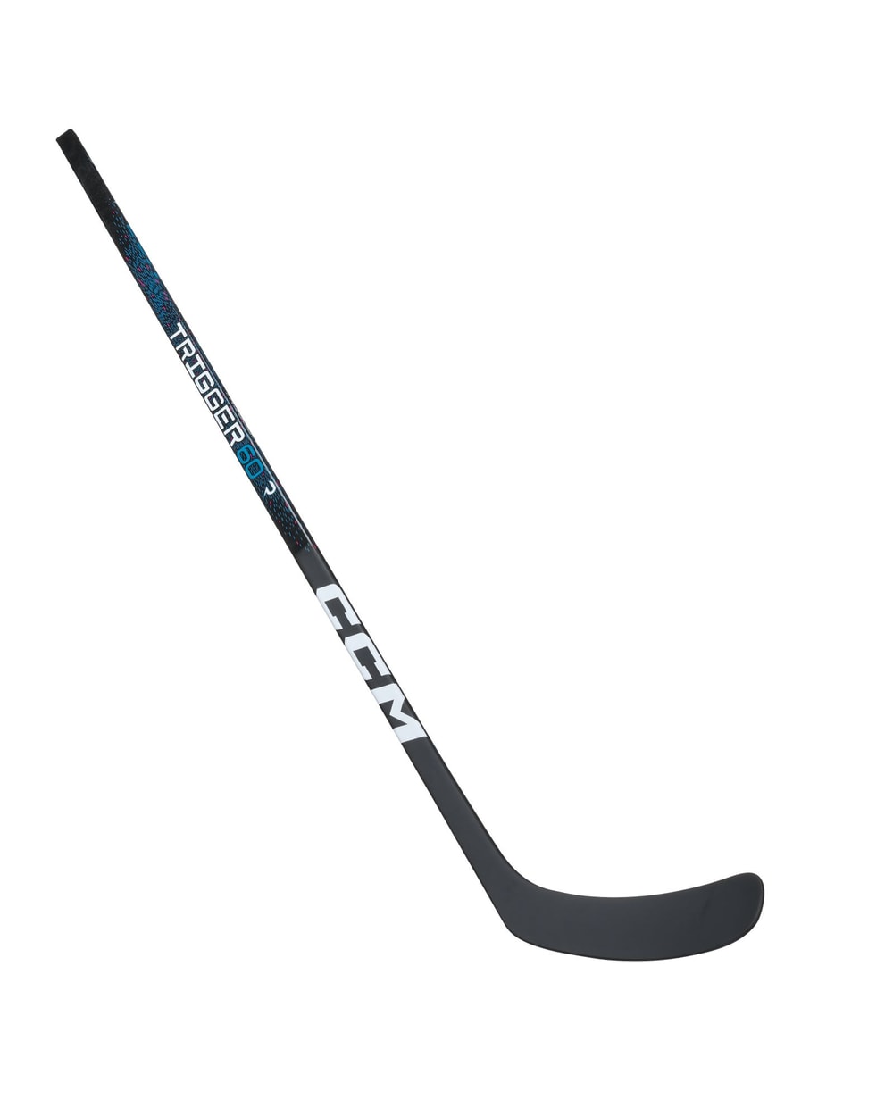 CCM Junior Ribcor Trigger 60 Hockey Stick - Black/Blue, full stick reverse view