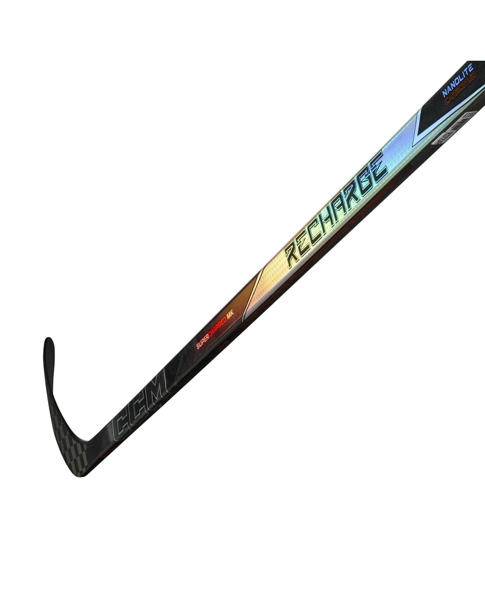 CCM Junior Tacks Recharge Hockey Stick - Black, blade detail, reverse angle