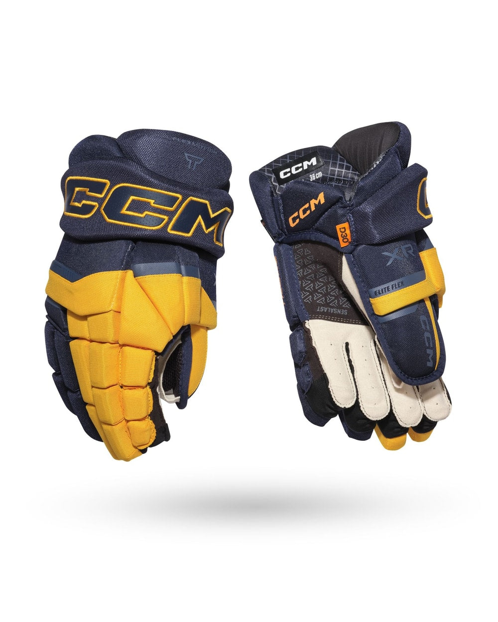 CCM Junior Tacks XR Hockey Gloves - Navy/Sunflower