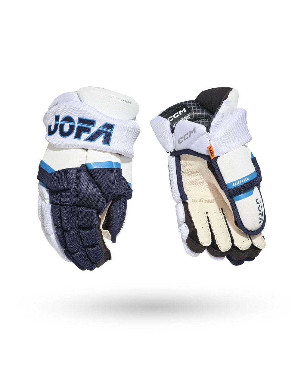 CCM Senior JOFA Hockey Gloves - White/Navy front