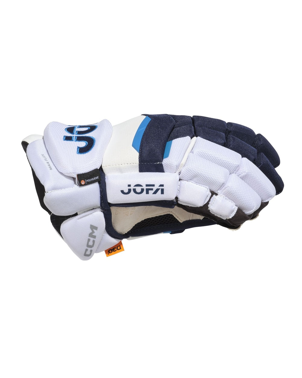 CCM Senior JOFA Hockey Gloves - White/Navy palm