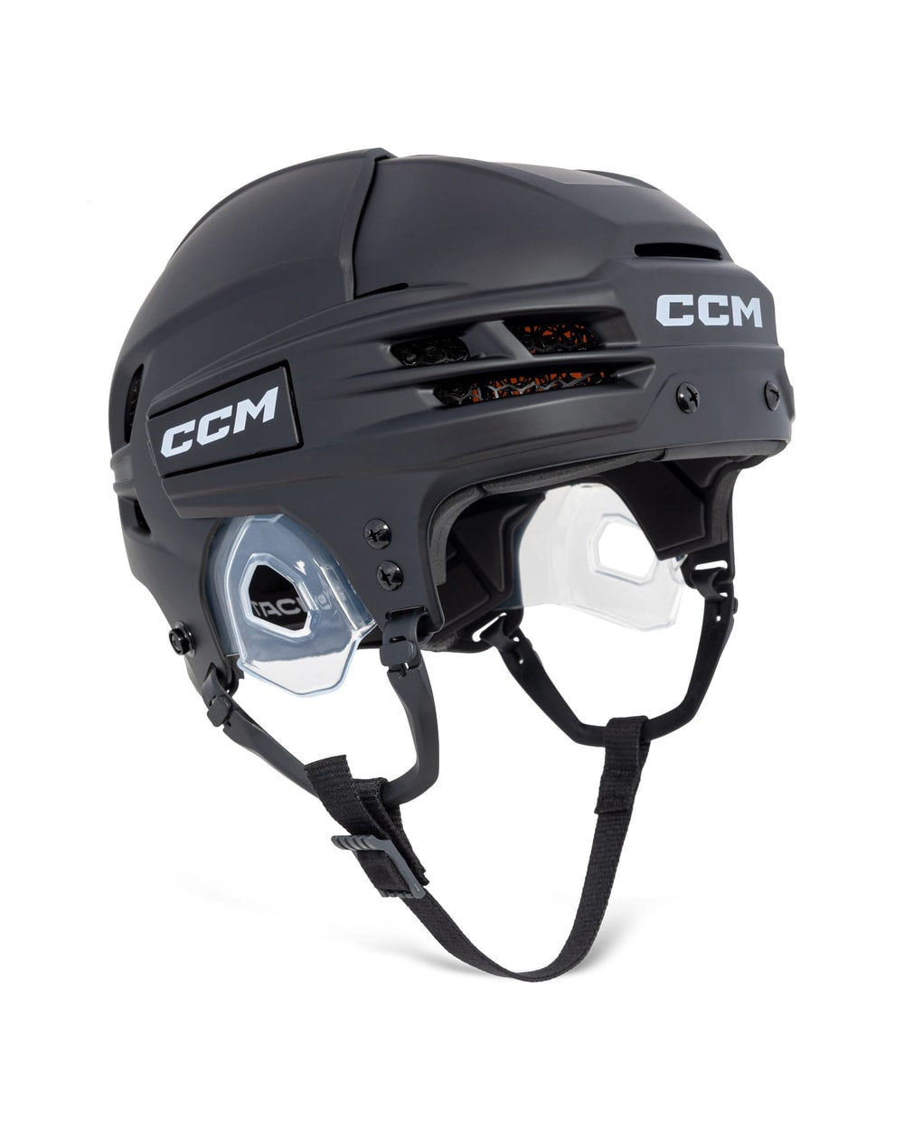 CCM Senior Tacks 720 Matte Hockey Helmet - Black Matte, front three-quarter view
