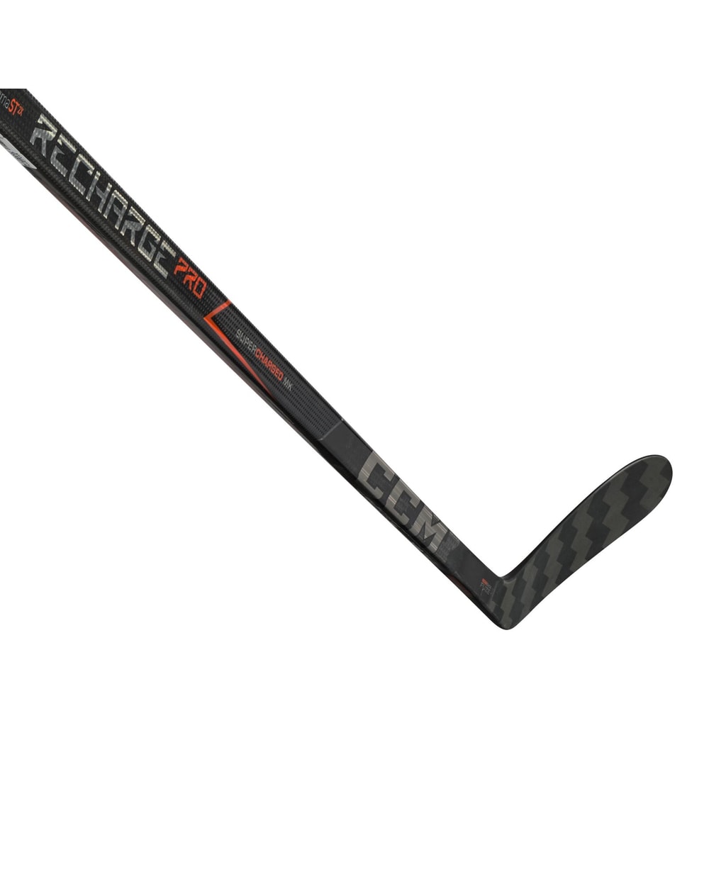 CCM Senior Tacks Recharge Pro Hockey Stick - Black/Orange, blade and lower shaft detail