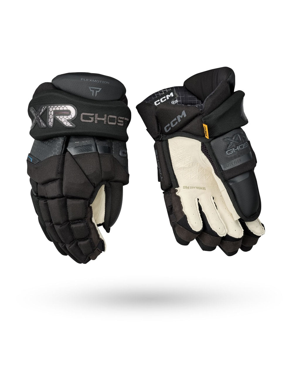 CCM Senior Tacks XR Ghost Hockey Gloves - Black/Grey