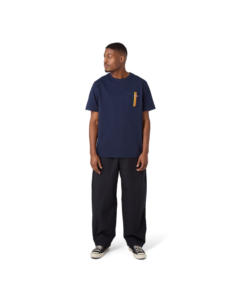 CCM Stripe Collection Short Sleeve T-Shirt - Classic Navy, angle view