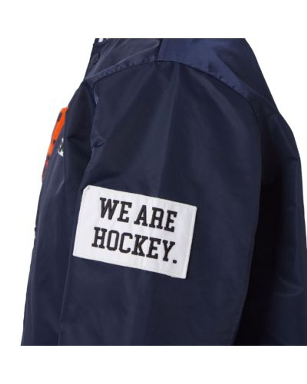 CCM Stripe Collection Varsity Bomber Jacket - Classic Navy - sleeve detail