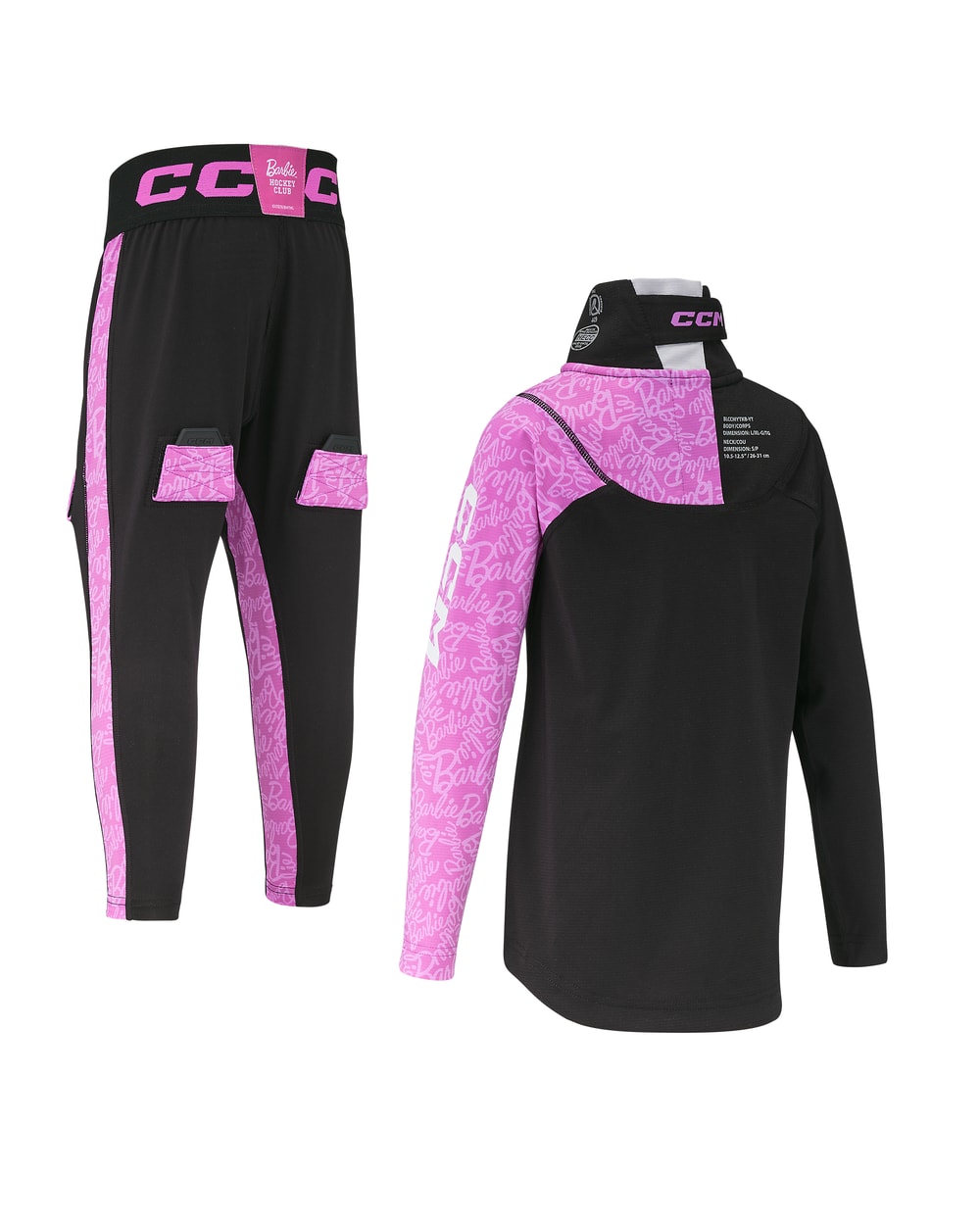 CCM Youth Barbie Base Layer Kit - Pink, back view