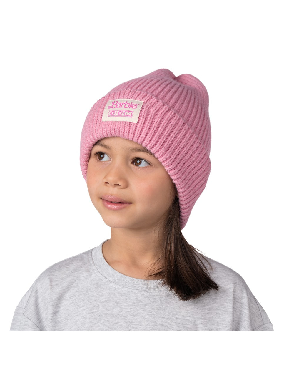 CCM Youth Toque - Pink, worn front view