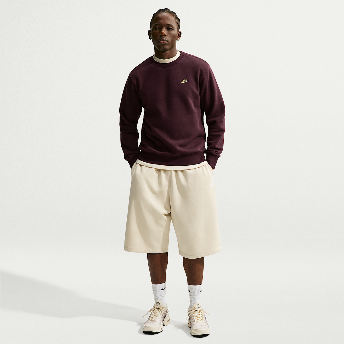 Nike Men's Club Fleece Crew - Burgundy Crush, front