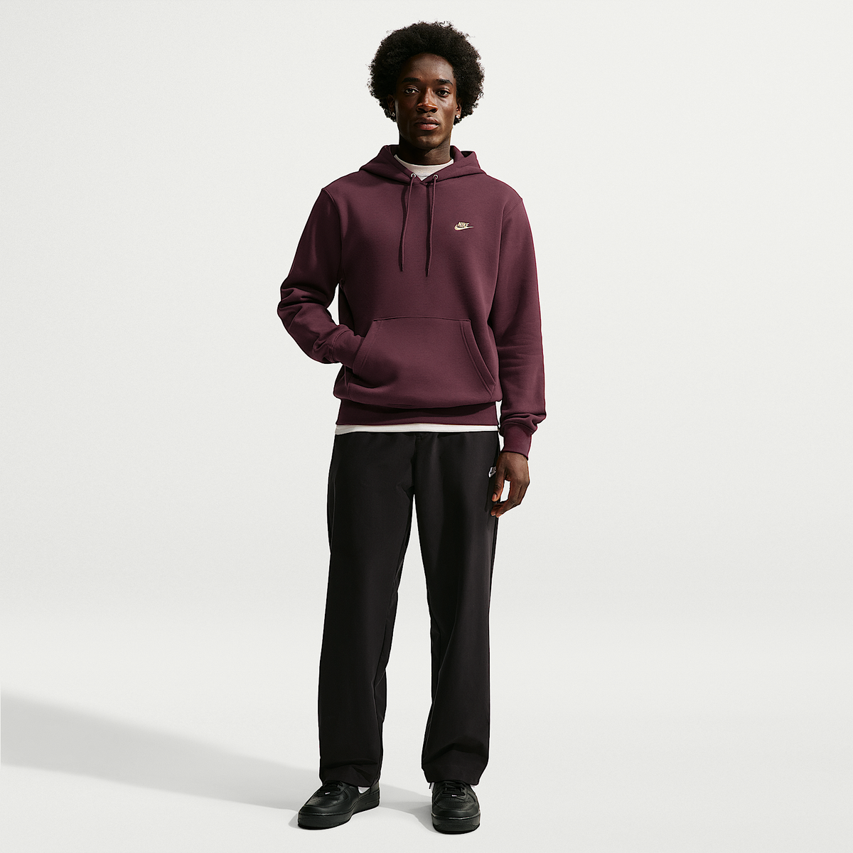 Nike Men's Club Pullover Fleece Hoodie - Burgundy Crush, front