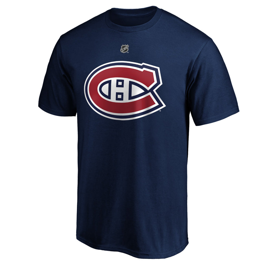 Fanatics Montreal Canadiens Authentic Stack T-Shirt - Caufield - NAVY, front view