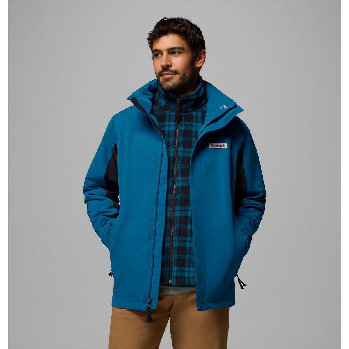 Columbia Men's Bugaboo IV Fleece Interchange Jacket - Phoenix Blue - open with liner