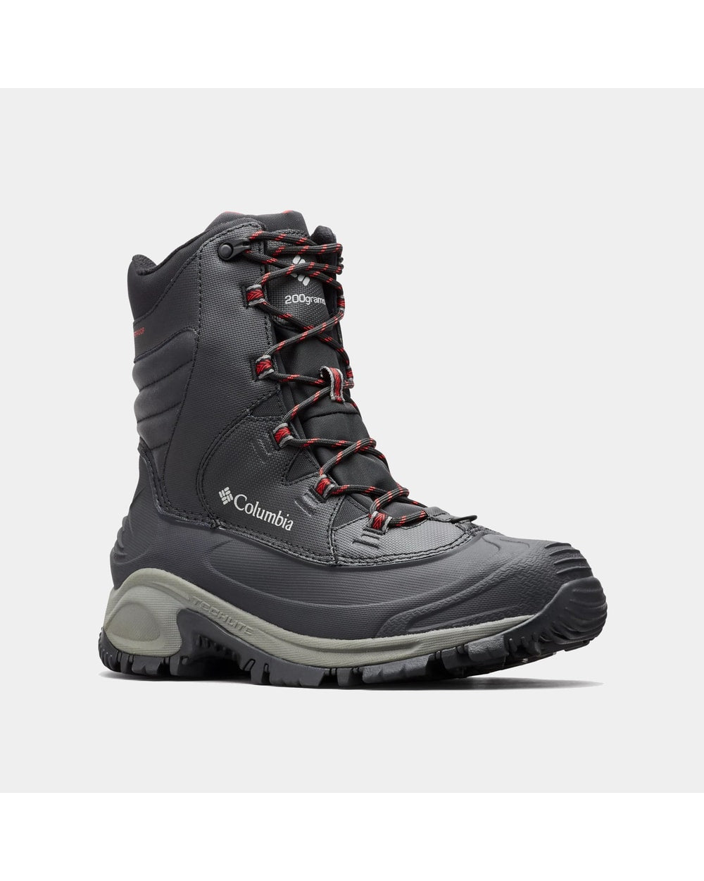 Columbia Men's Bugaboot III Boot - BLACK/BRIGHT RED, front three-quarter view