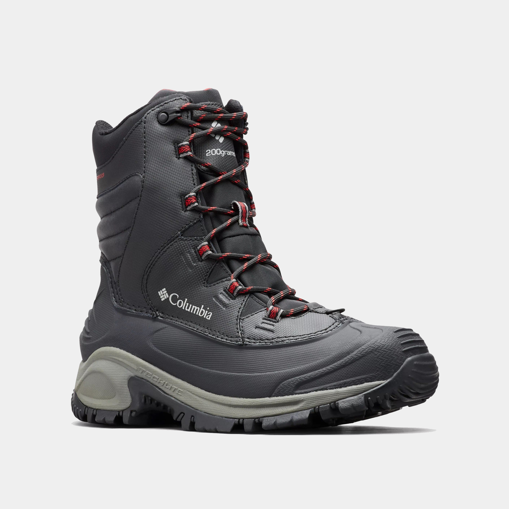Columbia Men's Bugaboot III Wide Boot - BLACK/BRIGHT RED, front three-quarter view