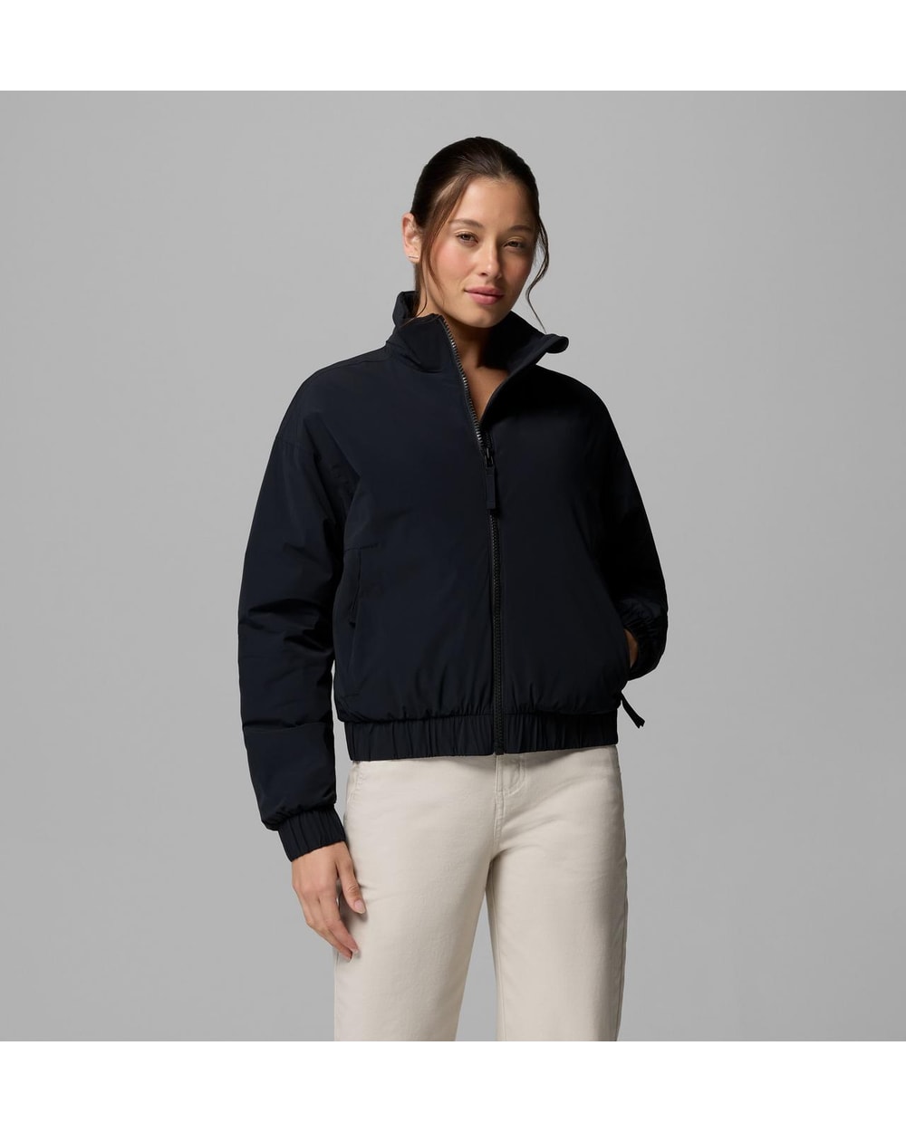 Columbia Women's AmazeStretch Insulated Bomber Jacket - Black, front