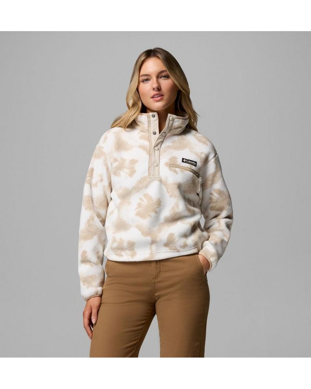 Columbia Women's Helvetia II Printed Cropped Half Snap Fleece Pullover
